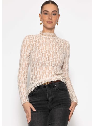 SASSYCLASSY Langarm Spitzenshirt in Creme