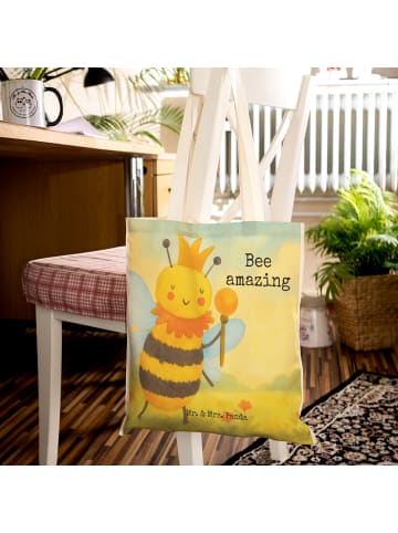 Mr. & Mrs. Panda Tote Bag Biene König Design mit Spruch in Weiß