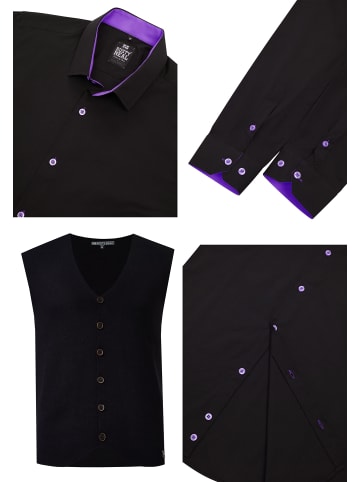 Rusty Neal Hemd mit Weste in Schwarz / Lila