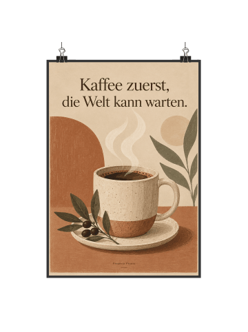 Mr. & Mrs. Panda Wandbild Kaffee gemütlich Design mit Spruch in Weiß