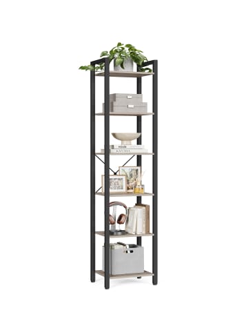 VASAGLE Bücherregal Barnet in Greige-Schwarz - (B)30 x (H)187 x (T)39.6 cm