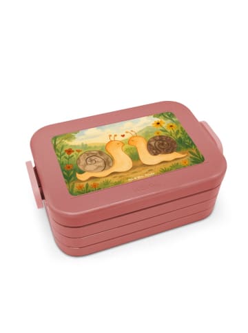 Mr. & Mrs. Panda Bentobox Schnecken Liebe Design ohne Spruch in Rot Pastell
