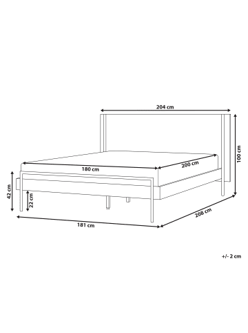 Beliani Doppelbett LIBERMONT in Braun/Schwarz - (W) 204 x (H) 100 x (L) 208 cm