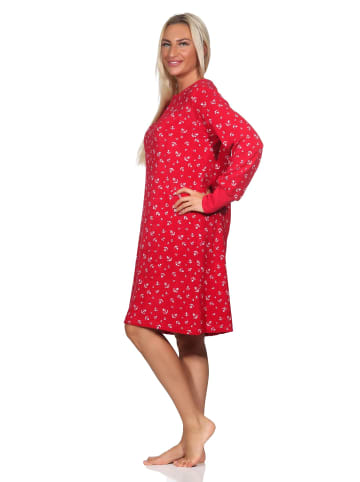 NORMANN Frottee langarm Nachthemd - 82123 in rot