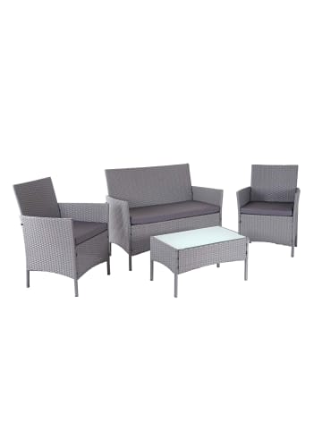 MCW Gartengarnitur D82, Sitzgruppe Lounge-Set, Grau mit Kissen anthrazit