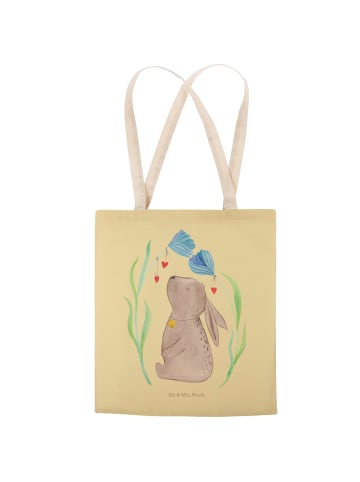 Mr. & Mrs. Panda Tote Bag Hase Blume ohne Spruch in Gelb Pastell