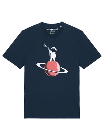 wat? Apparel T-Shirt Astronaut says Hi in Dunkelblau