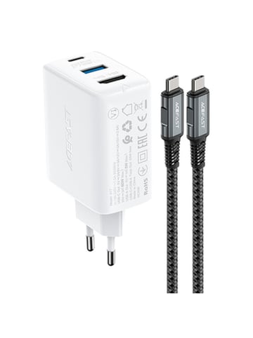 Acefast Acefast 2in1 Ladegerät GaN 65W USB USB-C USB-Adapter Adapter