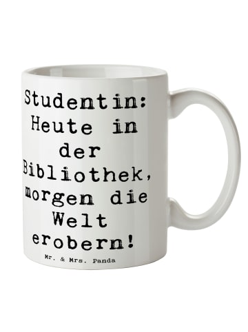 Mr. & Mrs. Panda Teetasse Spruch Studentin Traumwelt mit Spruch in Weiß