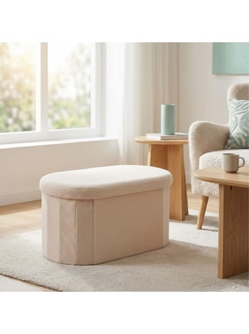 relaxdays Sitzbank in Beige - (B)76 x (H)38 x (T)38 cm