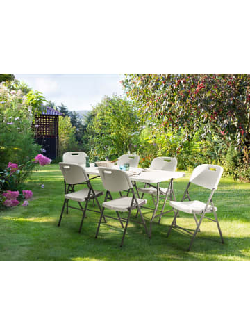 Beliani Gartentisch CUGNOLI in Weiß/Silber - (W) 74 x (H) 74 x (L) 180 cm