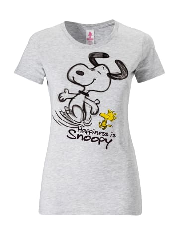 Logoshirt T-Shirt Snoopy & Woodstock Happiness in grau-meliert