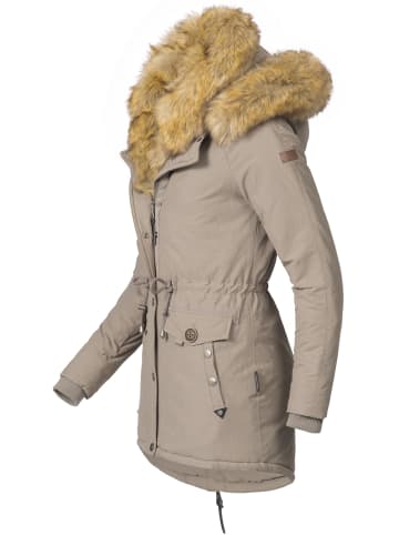 Navahoo Wintermantel Sweety in Taupe mit braunem Fell