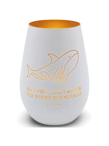 Mr. & Mrs. Panda Gold Windlicht Orca mit Spruch in Weiß