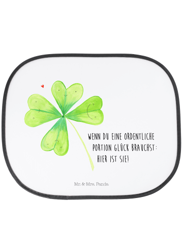 Mr. & Mrs. Panda Auto Sonnenblende Blume Kleeblatt mit Spruch in Weiß