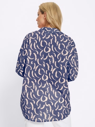 Heine Druckbluse in rauchblau-sand-bedruckt