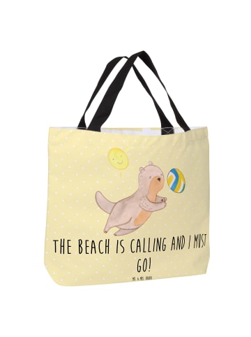 Mr. & Mrs. Panda Damen Schultertasche Sommer Meer Strand mit Spruch in Gelb Pastell