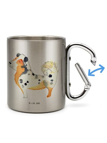 Mr. & Mrs. Panda Karabiner Tasse Hund Australien Shepherd ohne S... in Silber