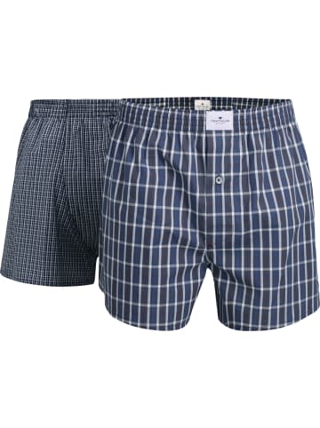 Tom Tailor Baumwolle, Webware Boxershorts 2er-Pack in grau-blau kariert