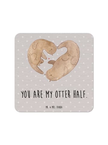 Mr. & Mrs. Panda Tischuntersetzer Otter Herz mit Spruch in Grau Pastell