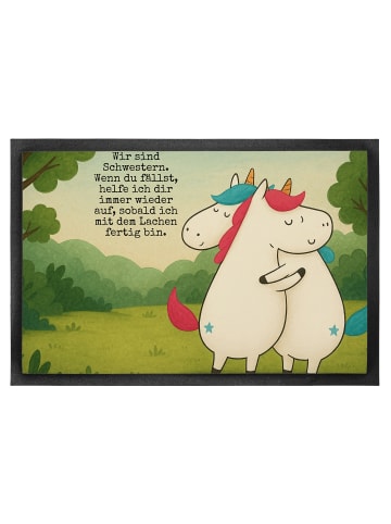 Mr. & Mrs. Panda Schmutzmatte Einhörner Umarmen Design mit Spruch in Weiß