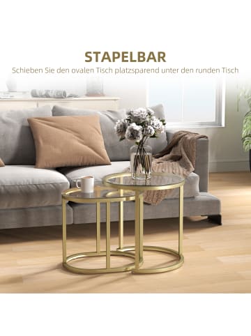 HOMCOM Couchtisch-Set-50L x 50B x 50,5H cm-Gold