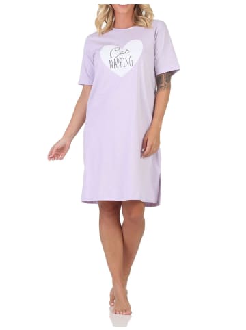 NORMANN Kurzarm Nachthemd Herz Motiv 125 214 360 in lila