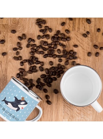 Mr. & Mrs. Panda Teetasse Orca Zylinder mit Spruch in Blau Pastell