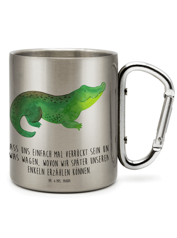 Mr. & Mrs. Panda Edelstahltasse Krokodil mit Spruch in Silber