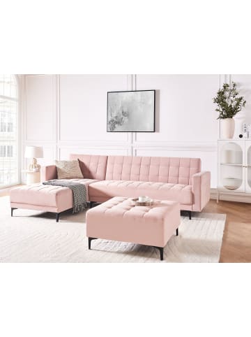 Beliani 3-tlg Schlafsofa ABERDEEN in Rosa/Schwarz