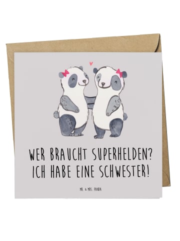 Mr. & Mrs. Panda Deluxe Karte Liebe Schwester mit Spruch in Grau Pastell