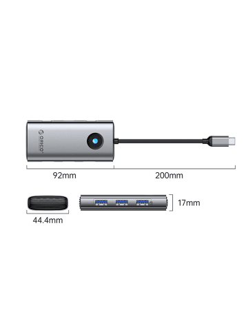 Orico PW11 6-in-1 USB-C Dockingstation (3x USB-A 3.0, 1x USB-C PD 100W, 1x HDMI 4K
