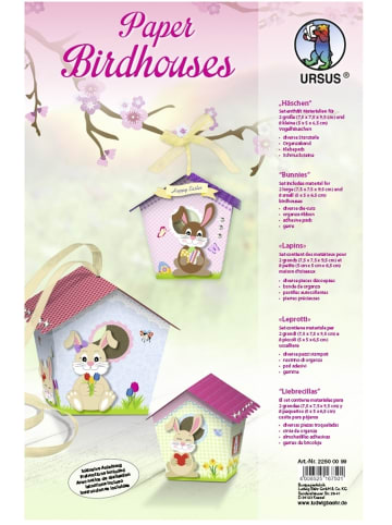Buntpapierfabrik Ludwig Bähr Paper Birdhouses 'Häschen' Set für 2 große und 8 kleine Vogelhäuschen