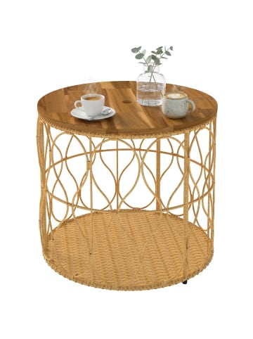 Outsunny Balkontisch,Ø50 x 47,5H cm,Teak