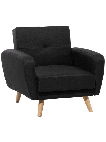 Beliani Sessel FLORLI in Schwarz/Heller Holzfarbton - (W) 89 x (H) 82 x (L) 85 cm