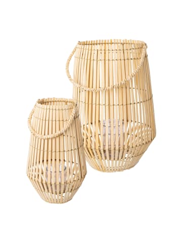 Creativ home 2er Set: Windlicht Bambus in natur