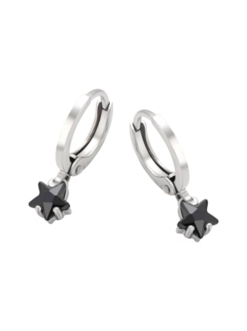 faina Women Huggie Earrings in Silver Black