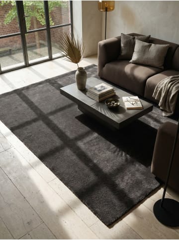 KADIMA DESIGN Teppich Kurzflor Uni rutschhemmend pflegeleicht Wohnzimmer Flur in Anthrazit