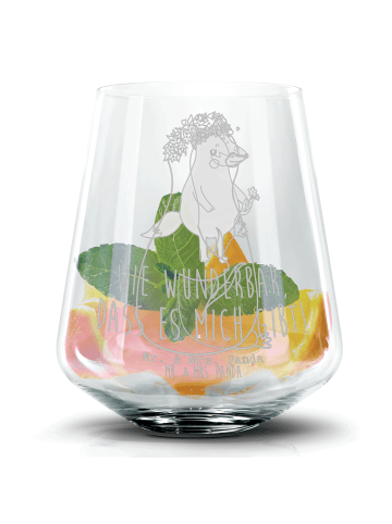 Mr. & Mrs. Panda Whiskyglas Pinguin Blumen ohne Spruch in Transparent