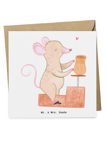 Mr. & Mrs. Panda Einladungskarte Maus Töpfern ohne Spruch in Weiß