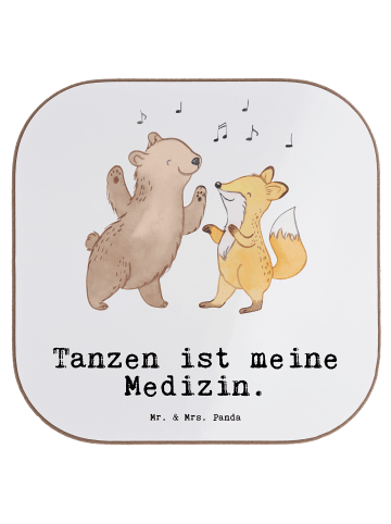 Mr. & Mrs. Panda Untersetzer Hase Tanzen mit Spruch in Weiß