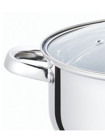Cheffinger Kochtopf mit Glasdeckel geeignet für alle Herdarten in Silber