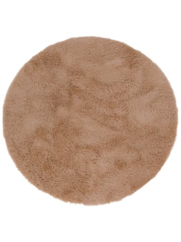 Pergamon Hochflor Shaggy Teppich Fluffy Rund in Beige
