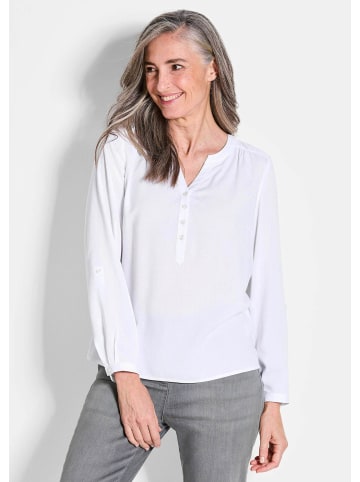 GOLDNER Tunika Elegante Viskosebluse mit V-Ausschnitt in weiß