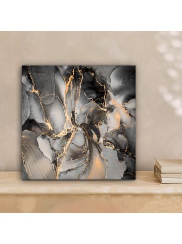 MuchoWow Leinwand Bilder Abstrakte Kunst gold grau