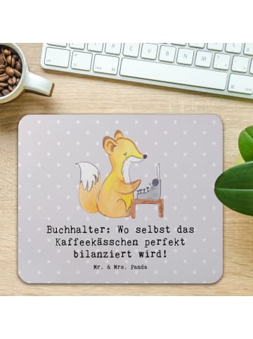 Mr. & Mrs. Panda Mauspad Buchhalter BalanZeichen mit Spruch in Grau Pastell