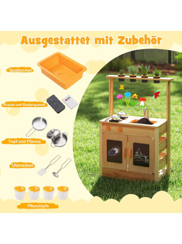 COSTWAY Matschküche Kinder Outdoor in Hellbraun