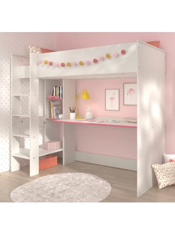 Parisot Hochbett mit Schreibtisch und Stauraum Bett 90 x 200 cm