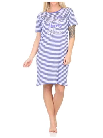 NORMANN Kurzarm Nachthemd Streifenoptik - 85625 in lila