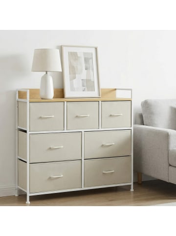 SONGMICS Kommode Bellah in Creme-Beige - (B)98 x (H)85 x (T)28.5 cm